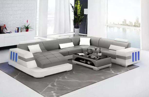 Designer Sofa Corner sofa Leather sofa Sofas U-shape Upholstery Couch Living landscape Leather