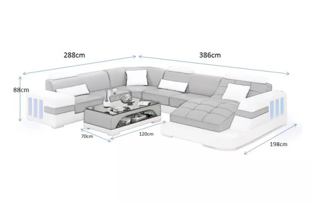 Designer Sofa Corner sofa Leather sofa Sofas U-shape Upholstery Couch Living landscape Leather