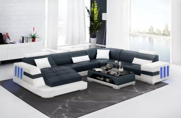 Designer Sofa Corner sofa Leather sofa Sofas U-shape Upholstery Couch Living landscape Leather