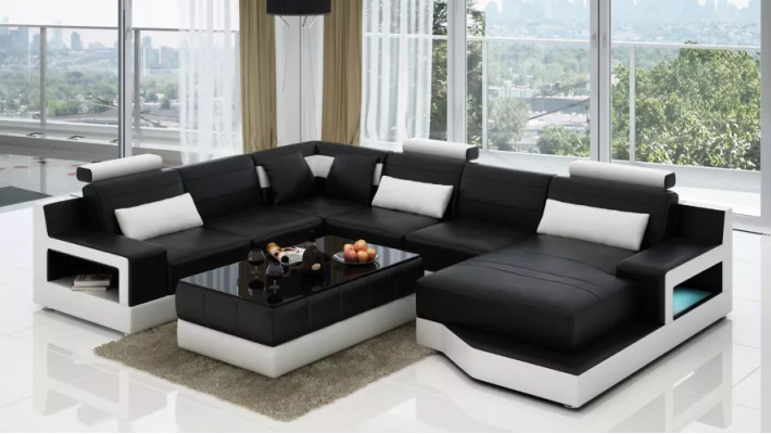 Leather sofa Corner sofa U-shape Living landscape Designer Sofa Modern Sofas Coffee table