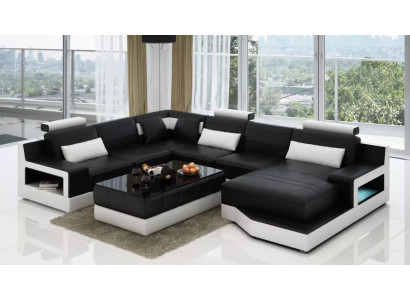 Leather sofa Corner sofa U-shape Living landscape Designer Sofa Modern Sofas Coffee table