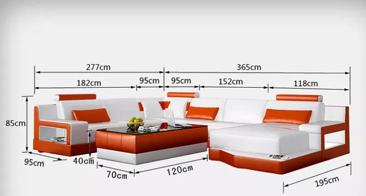 Leather sofa Corner sofa U-shape Living landscape Designer Sofa Modern Sofas Coffee table