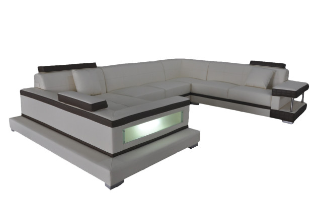 Corner sofa Design Upholstery Leather Corner sofa Corner suite Sofa Living landscape with USB