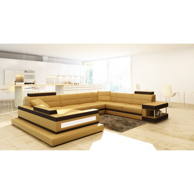 Corner sofa Design Upholstery Leather Corner sofa Corner suite Sofa Living landscape with USB