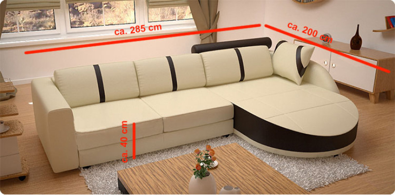 LEDERSOFA Corner sofa with Bed function DESIGNERSOFA Sofa bed LEDERCorner sofa with USB
