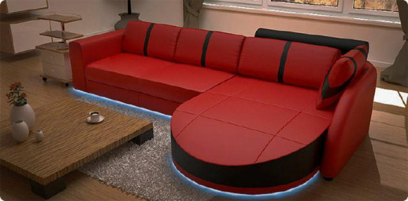 LEDERSOFA Corner sofa with Bed function DESIGNERSOFA Sofa bed LEDERCorner sofa with USB