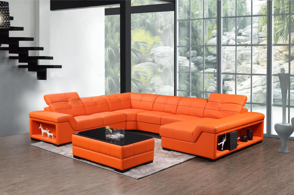XXL Suite Designer Living landscape Corner sofa Sofa Couch U-shape Table Leather new
