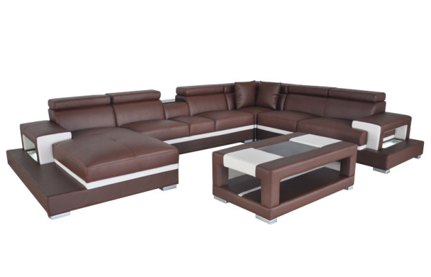 Design Leather Upholstery Seat Room Living Sofa Corner Couch with USB Designer Suite
