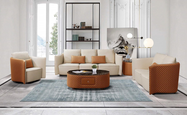 Leather sofa sofa couch designer upholstery suite 2-piece set seating furniture couches