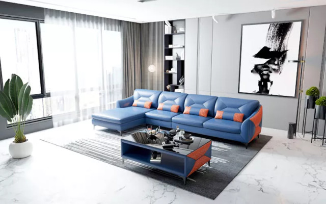 Corner sofa Upholstery Corner sofa L-shape Modern Coffee table Sofa Living landscape 2-piece. new