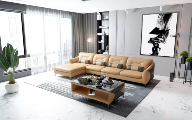 Corner sofa Upholstery Corner sofa L-shape Modern Coffee table Sofa Living landscape 2-piece. new