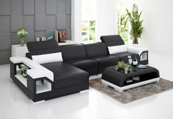 Corner sofa Upholstery Corner sofa Modern L-shape Coffee table Sofa Living landscape 2-piece. new
