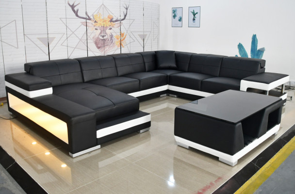 Luxury Living room Sofa Corner sofa Upholstery Corner Eofas Couches Led Leather Couch Suite