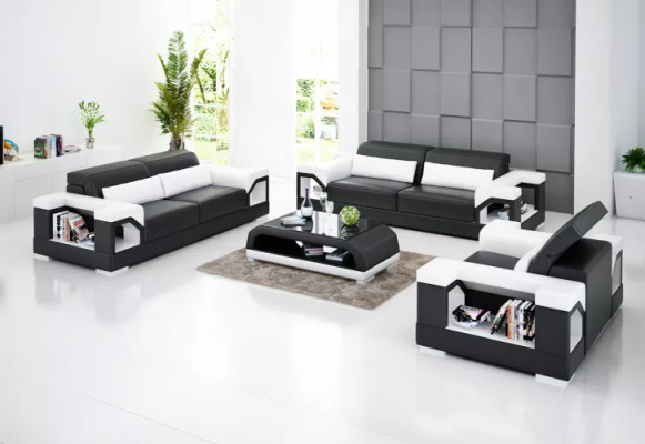 Sofa set 321 Seater Coffee table Living landscape Leather sofa Modern sofa Couch