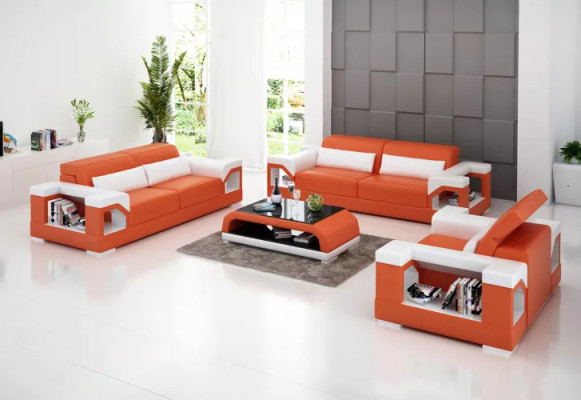 Sofa set 321 Seater Coffee table Living landscape Leather sofa Modern sofa Couch