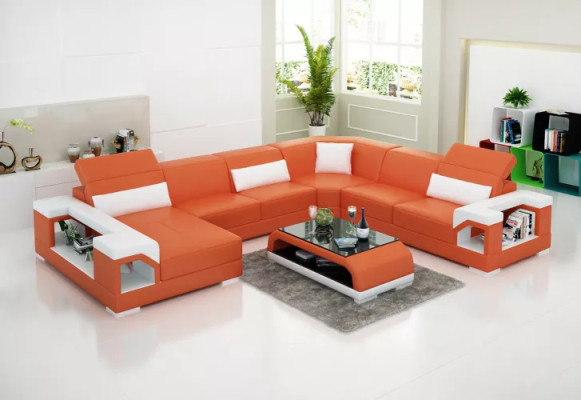 Corner sofa Living landscape Corner sofa Corner suite Upholstery Sofa U-shape Leather sofa Couch