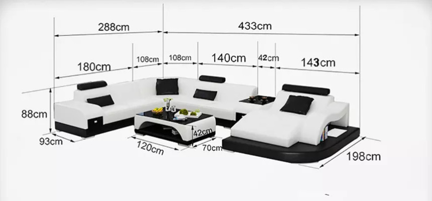 Corner sofa U-shape Armchair Coffee table Modern sofa Leather sofa Corner sofa Upholstery 2-piece set