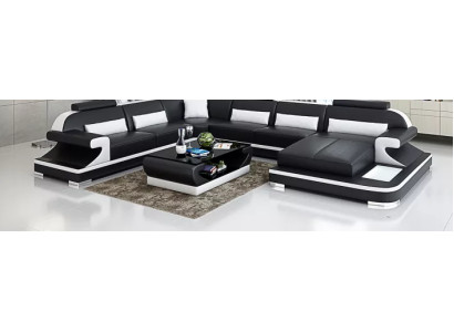 Living landscape Corner sofa U-shape Modern sofa Leather sofa Corner suite Upholstery Couches
