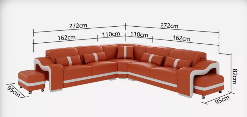 Corner sofa seat cushion Corner suite Living landscape Sofa Couch Stool Coffee table new
