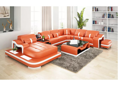 Design Corner sofa U-shape Living landscape Designer Sofa Leather sofa Corner suite Upholstery