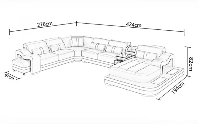 Design Corner sofa U-shape Living landscape Designer Sofa Leather sofa Corner suite Upholstery