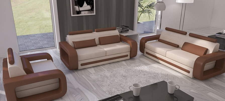 Sofa set Sofa Couch Upholstery Leather Couches Sofas 3+2+1 Set Davos Suite new