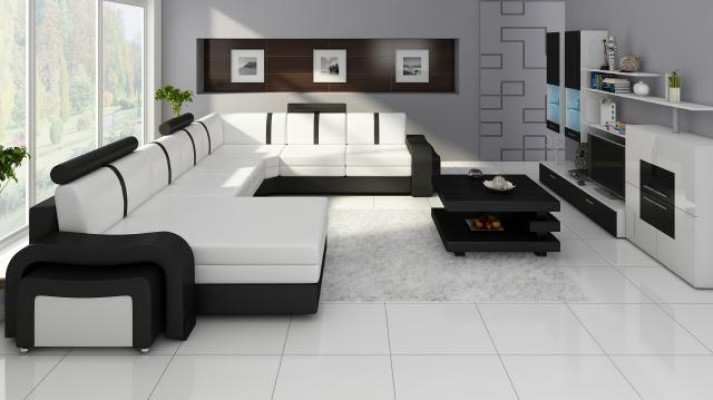 Designer Living landscape Sofa Upholstery Leather sofa Corner sofa Couch leather suite new