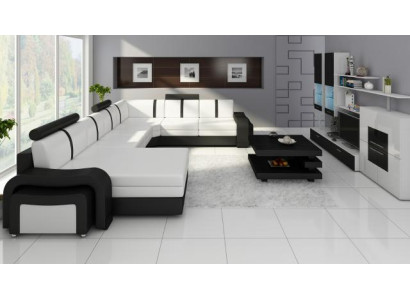 Designer Living landscape Sofa Upholstery Leather sofa Corner sofa Couch leather suite new