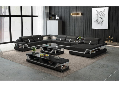 Perfect harmony Large leather corner sofa U-shape for a stylish living room
