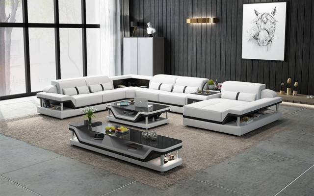 Perfect harmony Large leather corner sofa U-shape for a stylish living room