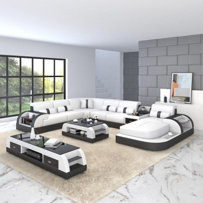 Luxury Living landscape Sofa Upholstery U-shape Corner suite Corner sofa Couch XXL Big + USB