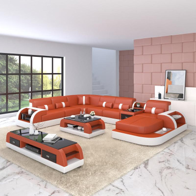 Luxury Living landscape Sofa Upholstery U-shape Corner suite Corner sofa Couch XXL Big + USB