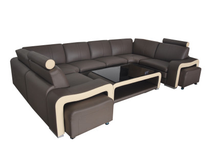 Leather sofa with USB Living landscape Corner sofa Corner Suite Design Modern Sofa