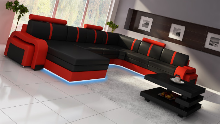 Living landscape Sofa with USB Upholstery Leather sofa Corner sofa Corner sofa Leather set new