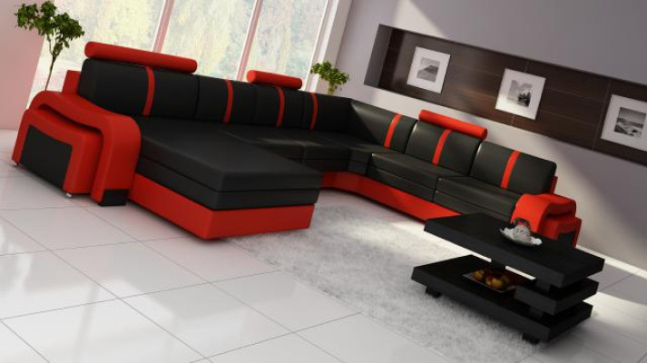 Living landscape Sofa with USB Upholstery Leather sofa Corner sofa Corner sofa Leather set new