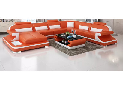 Corner sofa Living landscape Corner sofa Corner suite Sofa L-shape Leather sofa Couch Upholstery