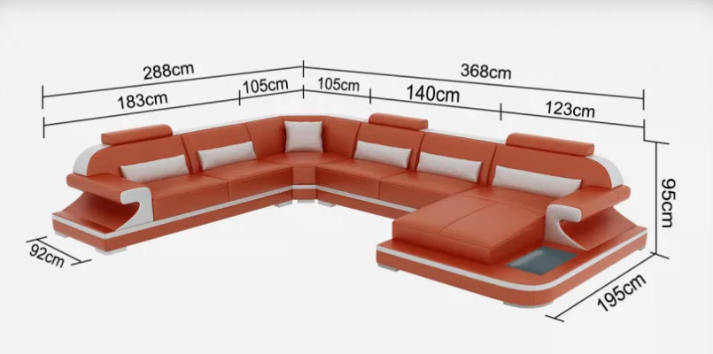 Corner sofa Living landscape Corner sofa Corner suite Sofa L-shape Leather sofa Couch Upholstery