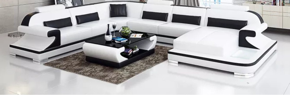 Corner sofa Living landscape Corner sofa Corner suite Sofa L-shape Leather sofa Couch Upholstery