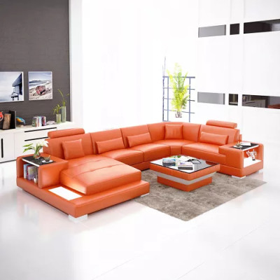 Corner sofa Living landscape Corner sofa Coffee table Sofa L-shape Leather sofa Couch Upholstery