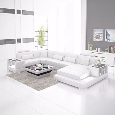 Corner sofa Living landscape Corner sofa Coffee table Sofa L-shape Leather sofa Couch Upholstery