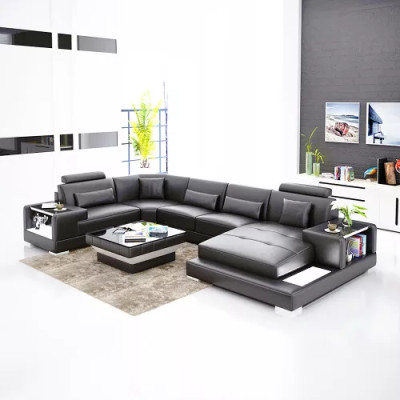 Corner sofa Living landscape Corner sofa Coffee table Sofa U-shape Leather sofa Couch 2-piece. new