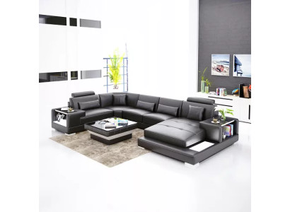 Corner sofa Living landscape Corner sofa Coffee table Sofa U-shape Leather sofa Couch 2-piece. new