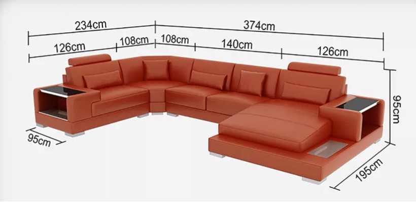 Corner sofa Living landscape Corner sofa Coffee table Sofa U-shape Leather sofa Couch 2-piece. new
