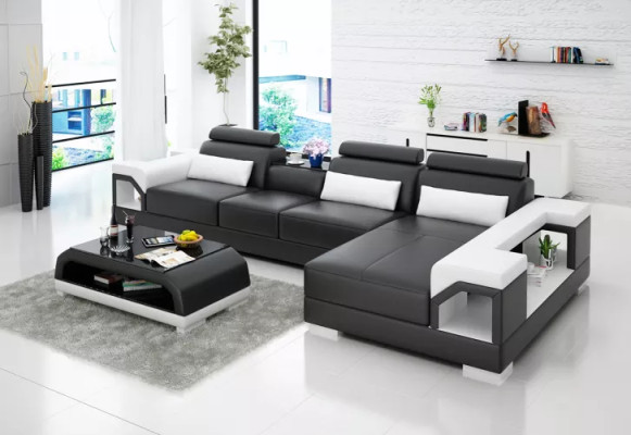 Design Corner sofa Leather set Living room Sofa Upholstery Couches Sofas Leather couch