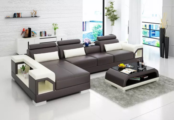 Design Corner sofa Leather set Living room Sofa Upholstery Couches Sofas Leather couch