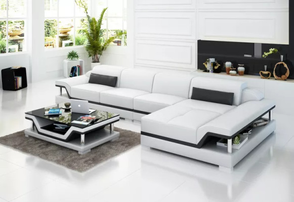 Living landscape Leather sofa Corner sofa L-shape Modern sofa Corner sofa Upholstery