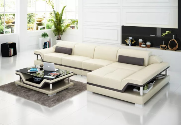 Living landscape Leather sofa Corner sofa L-shape Modern sofa Corner sofa Upholstery