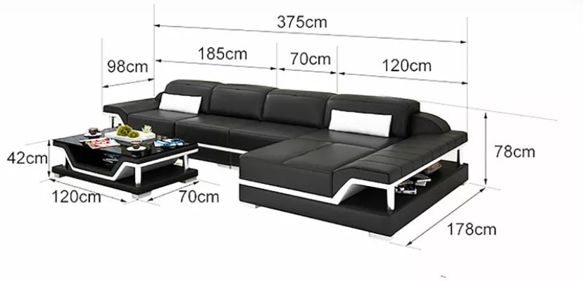 Living landscape Leather sofa Corner sofa L-shape Modern sofa Corner sofa Upholstery