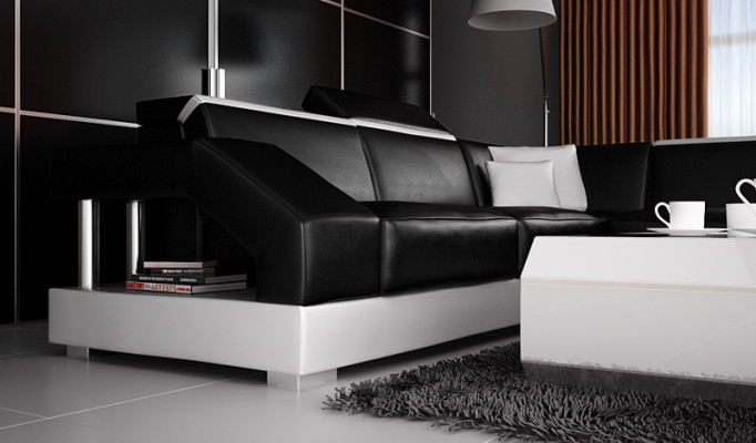 Leather sofa Sofa Couch Living landscape Corner sofa Suite Design Modern Sofa with USB