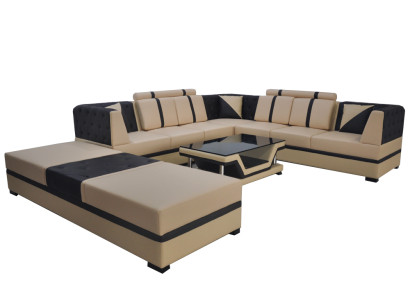 Leather Corner Sofa Couch Upholstery Seat Living Landscape Design Furniture Suite + USB